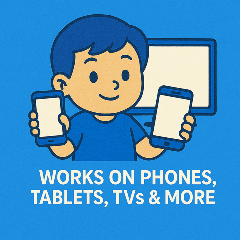 Works on Phones, Tablets, TVs & More